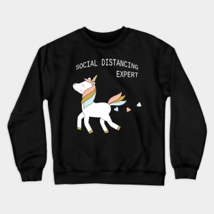 Unicorn - social distancing, white text Crewneck Sweatshirt